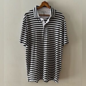 NWT Kenneth Cole Golf Polo Shirt,‎ Large, Black Striped Active Spring Athleisure